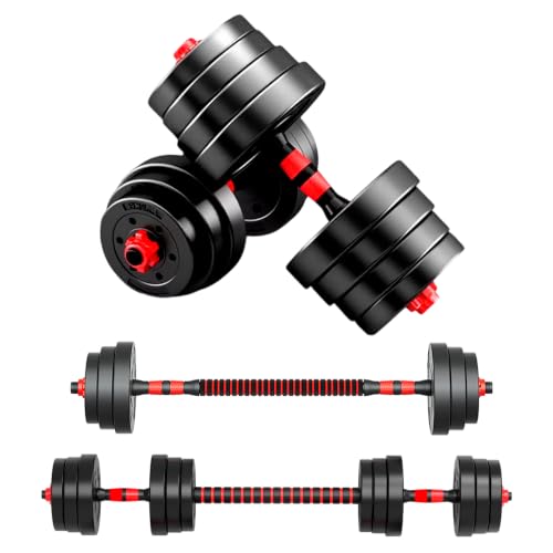 Juego de Mancuernas JUPPLIES Ajustables 2 en 1-10kg 20kg 35kg con Barra Recta y Antideslizante