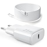 Cargador Carga Rápida para iPhone 14 13 12 11 [Pro/Plus/ProMAX] - 25W Cargador USB C y Cable