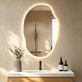 S'bagno Irregular Espejo Baño con Luz 60x90cm, Bluetooth Espejo Baño Led, Antivaho