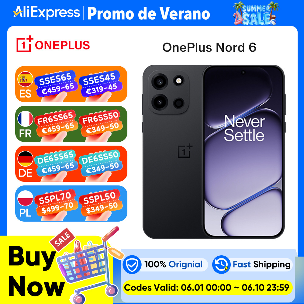Nuevo smartphone OnePlus Nord 6 5G 2026, 8GB + 256GB / 12GB + 512GB