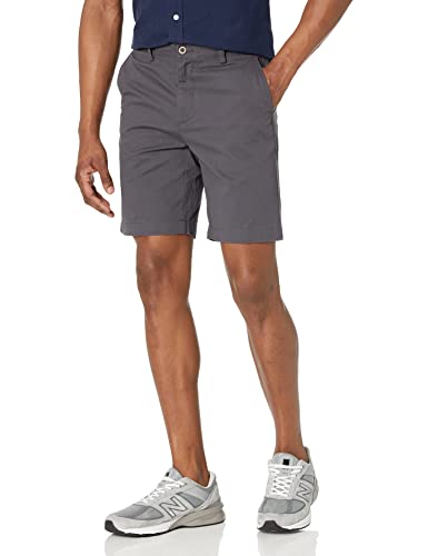 Amazon Essentials Pantalones Cortos Chinos de Corte Ajustado de 23cm Hombre, Color Carbón