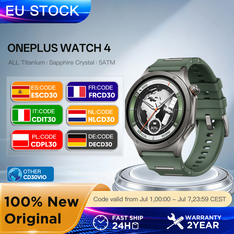 OnePlus Watch 4 Pantalla OLED LTPO de 1.5'', SpO₂, Medición de Estrés, + 100 Modos Deportivos, 5ATM