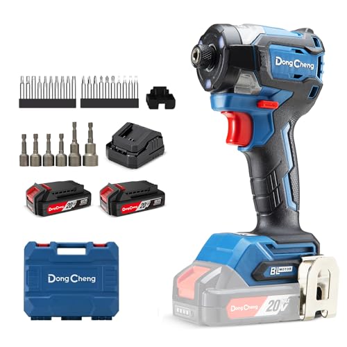 Atornillador de Impacto Dong Cheng 18V sin Escobillas, 208Nm, 3200 rpm, con 2 Baterías de 2.0 Ah