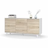 amuéblate Online - Aparador Buffet, Salone Comedor 3 Puertas, Modelo Bora, Acabado en Blanco Brillo