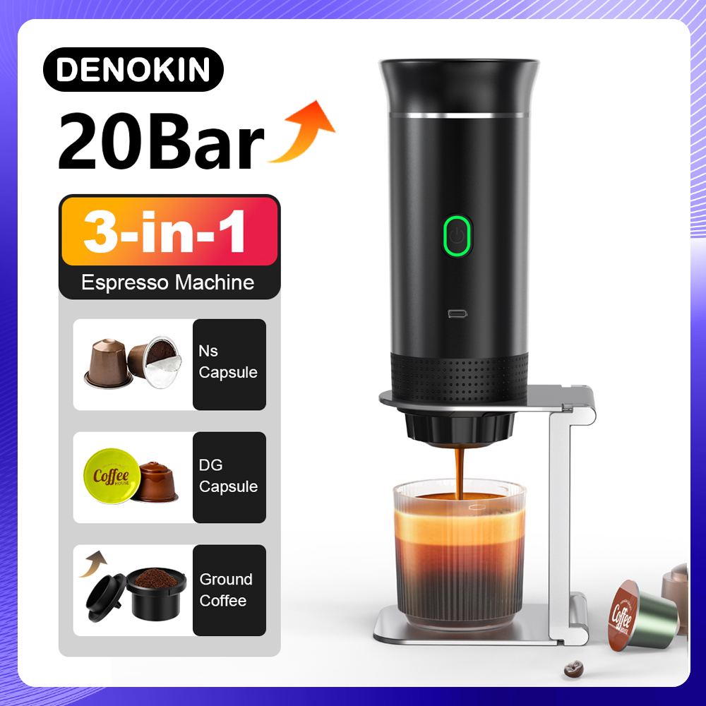 Cafetera Espresso portátil eléctrica inalámbrica para coche y hogar, cafetera para acampar 3 en 1