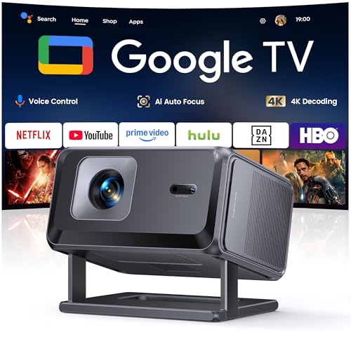 Proyector 4K【Google TV/Official Apps/Auto Focus/Keystone】Proyector Portátil