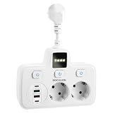 Regleta Enchufescon USB, BOCHLION 2 Toma Regleta Múltiple con 4 USB (PD 20 W y QC 3.0), Enchufe