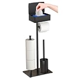 GUIGUZI Negro Portarrollos de Papel Higiénico de Pie con Escobilla