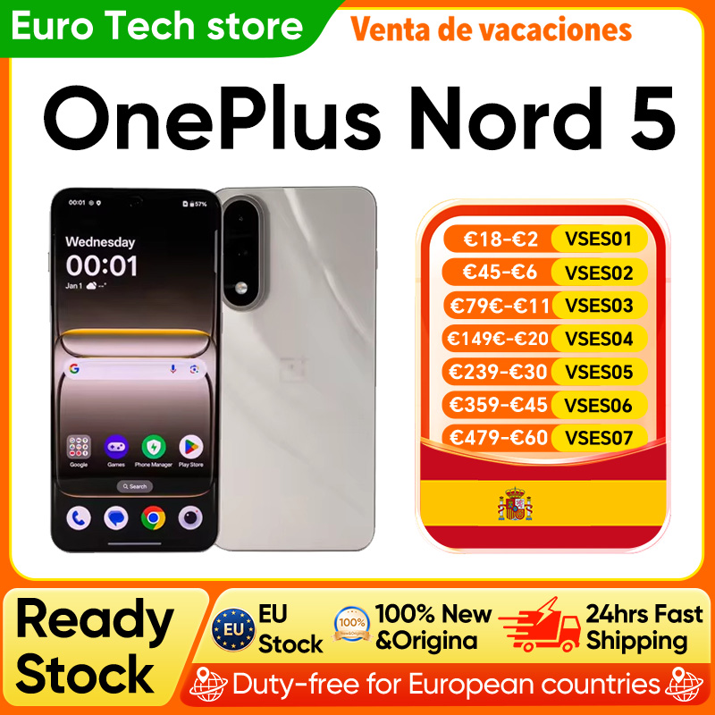 OnePlus Nord 5 Smartphone 5G Snapdragon 8s Gen 3 Pantalla AMOLED de 6,83” 144 Hz