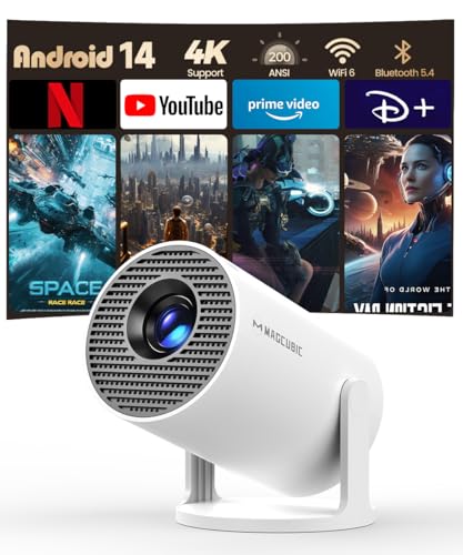 Proyector Portátil con Android 14, Mini Proyector 4k 1080P Full HD