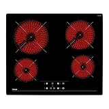 TEKA Vitrocerámica 4 Fuegos 60 cm, Touch Control con Cronómetro,instalación Fast-Click, Mod. TZ 6415