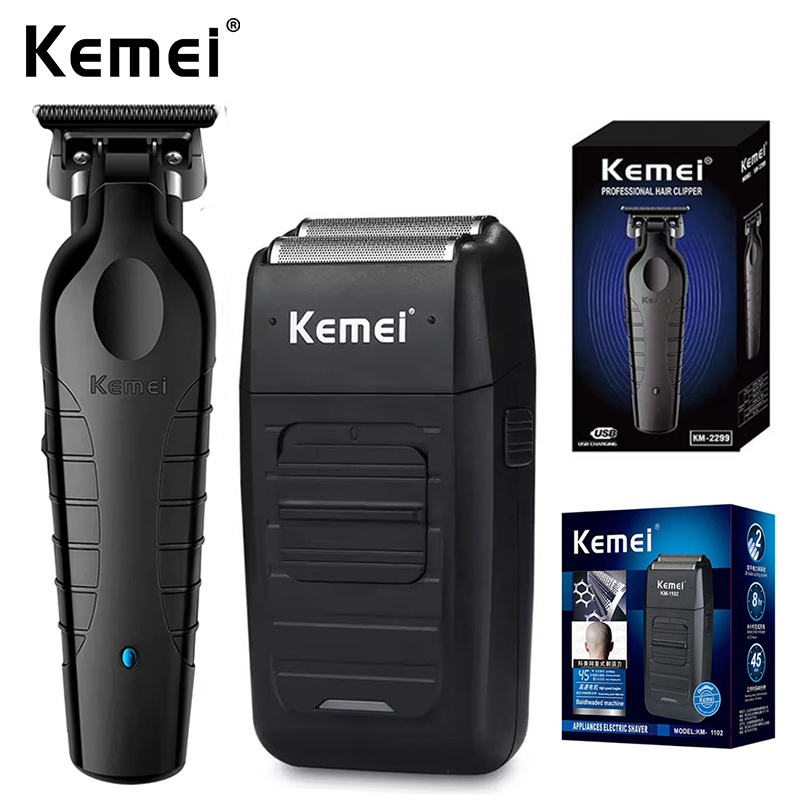 Cortadora de Pelo Eléctrica Profesional Kemei, Recargable por USB, Recortadora de Barba,