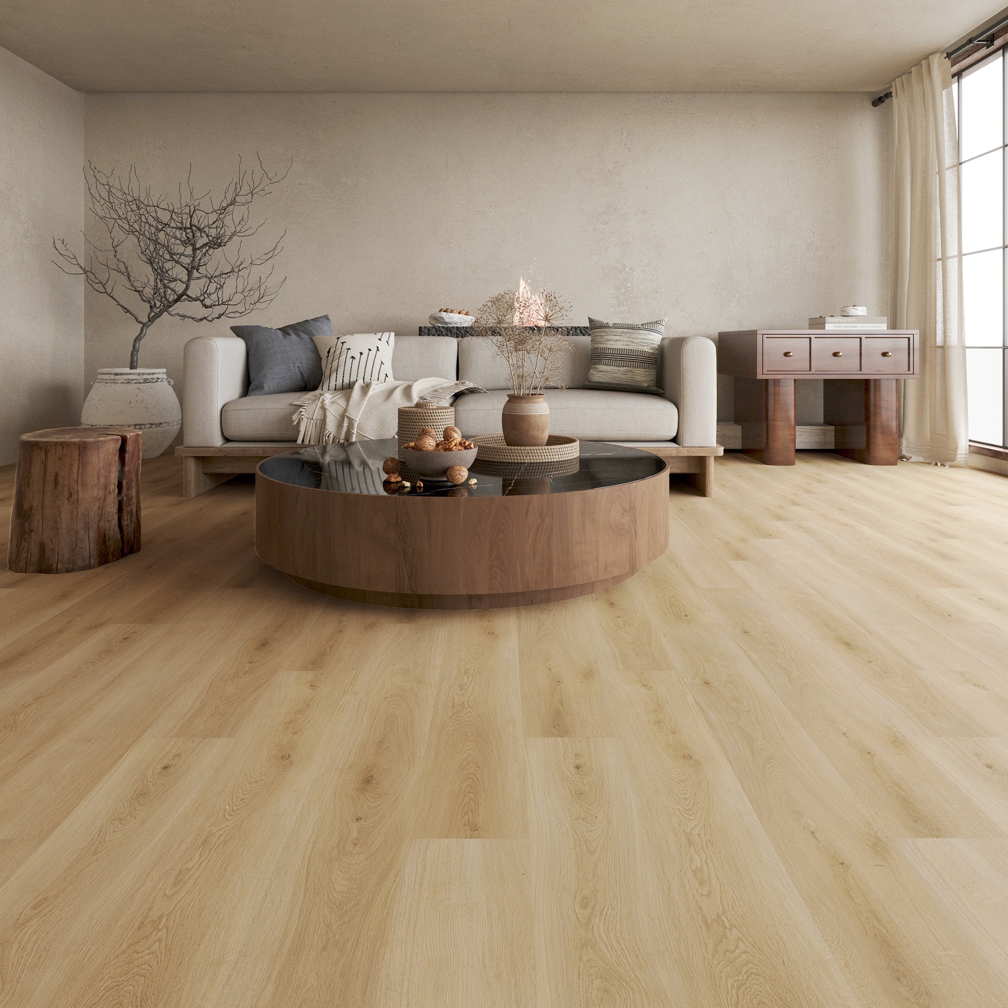 Suelo Vinilico Atenea Spc Click 4,5Mm Roble Natural