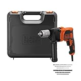 BLACK+DECKER Taladro percutor de 1 marcha 850W, velocidad variable, bloqueo del eje, compacto y lige