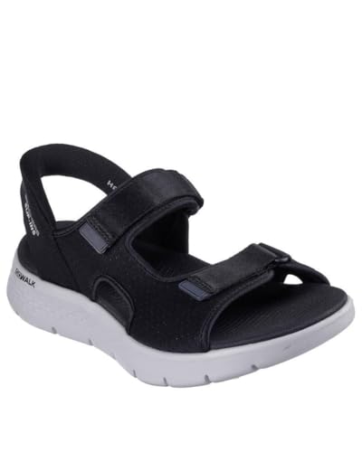 Skechers Hombre Go Walk Flex Sandal Easy Entry Slip-In ENTRENADOR, Black And Gray Textile