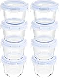 Amazon Basics ABL001 Recipiente de vidrio claro con tapa azul de 120 ml, 4 Unidad