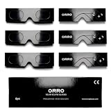 ORRO Gafas para Eclipse Solar de 45 mm, Pack de 2/6/12, Negras, Se Ajustan sobre Gafas Graduadas