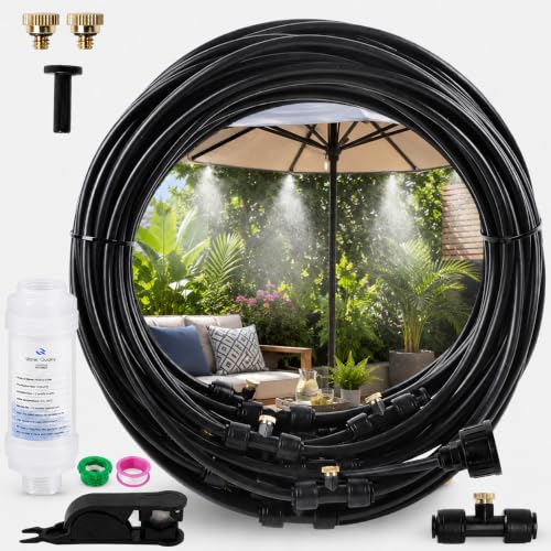 Tesmotor 18M Kit Nebulizador Terraza Jardín, DIY Enfriamiento Nebulizadores con 20 Boquillade latón
