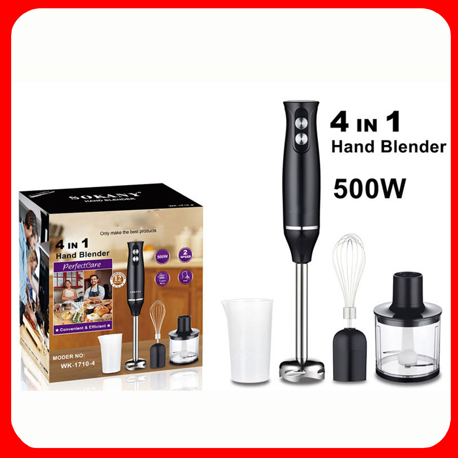 Batidora de mano MicroData 4 en 1, material de acero inoxidable 304