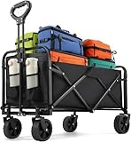 Carro Plegable con Ruedas, 120L (120KG) Carro Playa, Carro de Playa con Ruedas 360° Grandes | 2