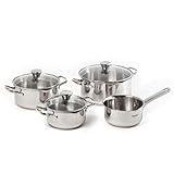 Tefal Duetto - Juego de 3 Ollas 16/20/24 cm + Cazo 16 cm + 3 Tapas, Apto inducción, Thermo-Fusion