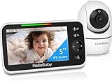 HelloBaby Monitor de Bebé con Cámara y Visión Nocturna, Pantalla 5'', Batería 30 H, Sin WiFi