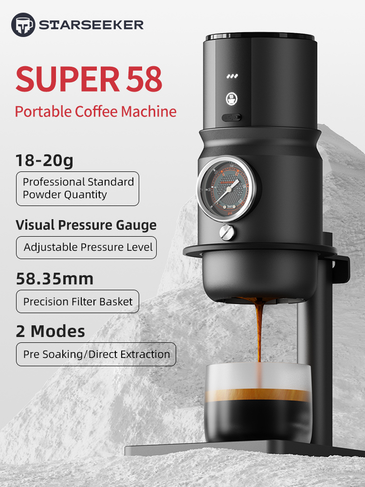 STARSEEKER Super58 máquina de café expreso eléctrica portátil cafetera de viaje para Camping