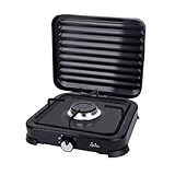 JATA JECG2721 - Cocina de gas portátil de 1 fuego con parrilla. Apta para butano y propano