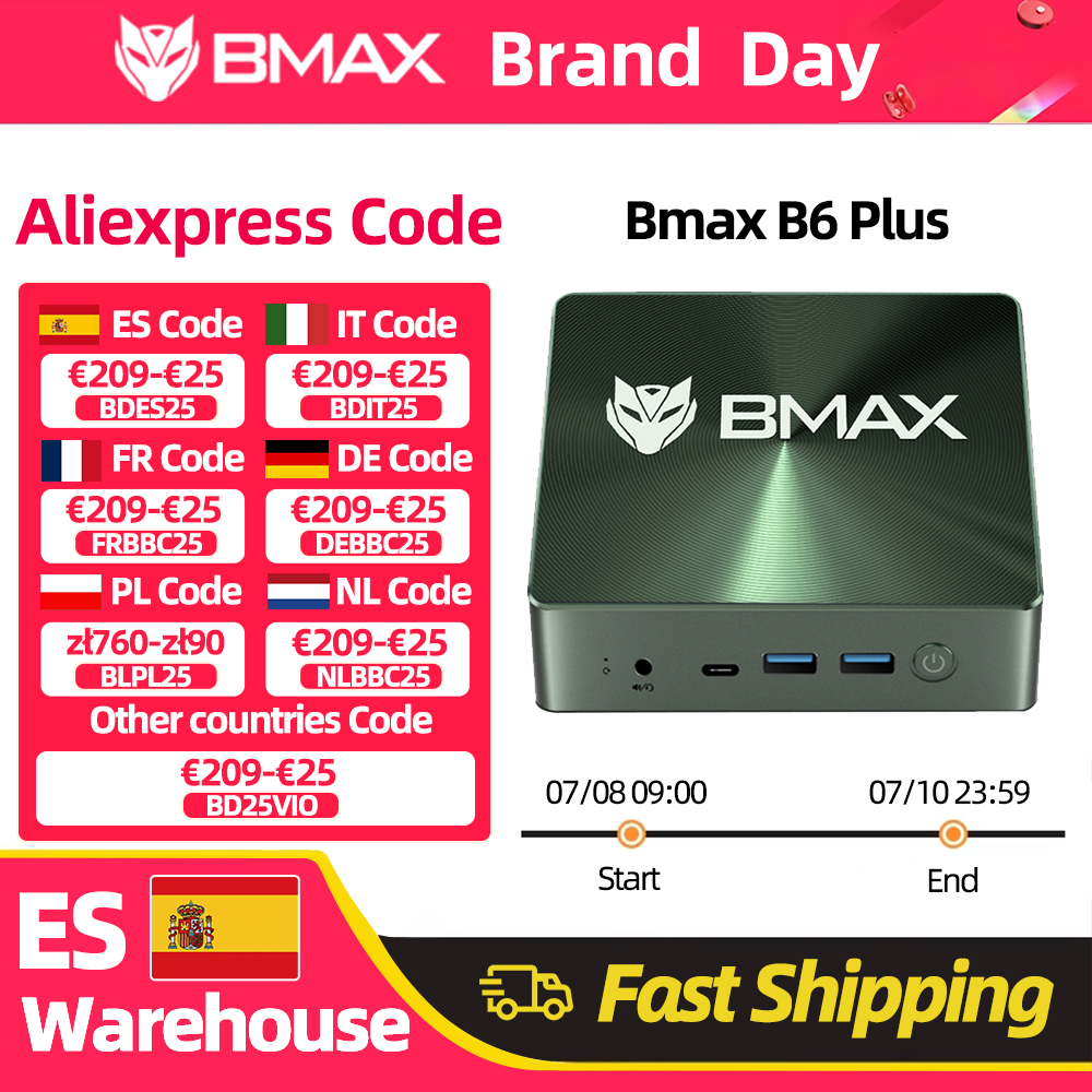BMAX B6 Plus Windows 11, 12GB de RAM, 512GB SSD, WIFI 5, Bluetooth y Tipo-C.