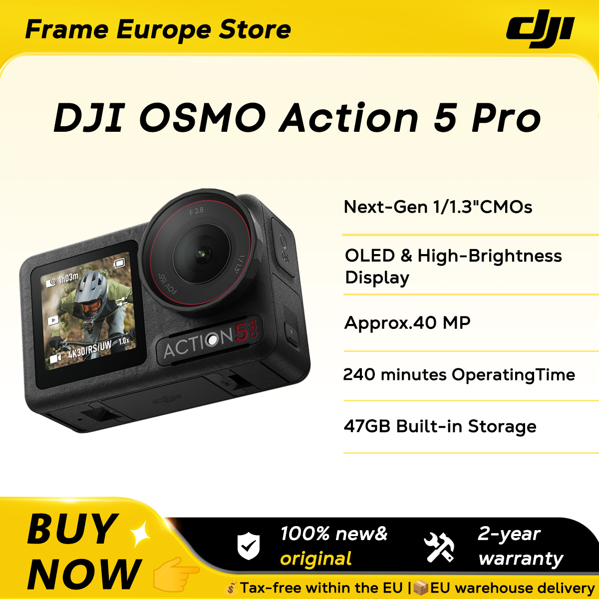 DJI OSMO Action 5 Pro Combo, Sensor de 1/1.3″, 4 Horas de Batería, Pantallas Táctiles OLED