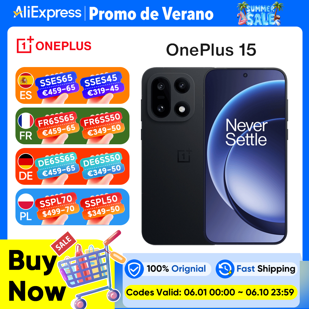 Smartphone OnePlus 15 5G (versión global) con Snapdragon 8 Elite Gen 5, pantalla de 165 Hz