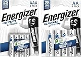 Energizer Ultimate Lithium AA + AAA Pilas (Paquete de 8) Una de Las Pilas AA de Mayor duración