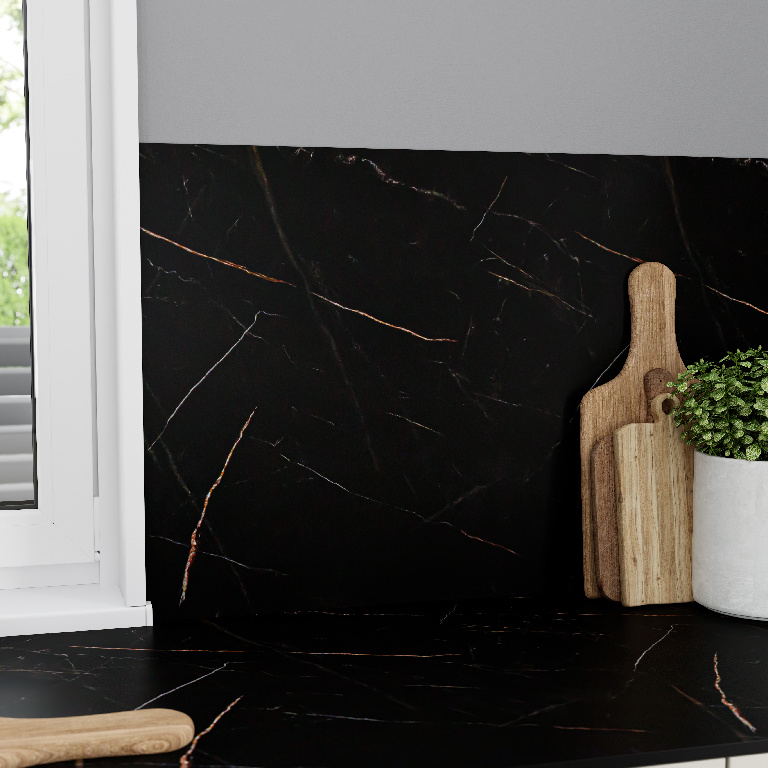 Panel Compacto Doble Cara Efecto Marmol Negro Y Negro Jupiter 300X60Cm