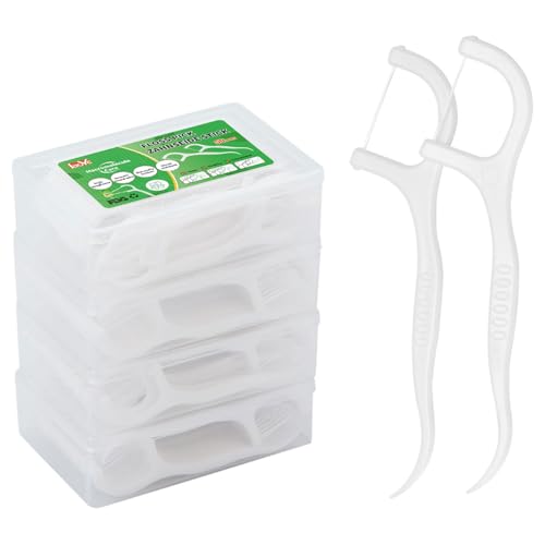 Hilo Dental 200 Piezas con Mango y Mondadientes, Palillo de Dientes Plástico, Floss Sticks