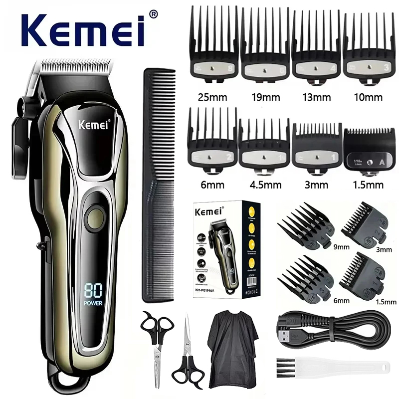 Cortadora de pelo Kemei PG1990A recargable, cortadora de pelo profesional inalámbrica