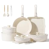 JEETEE Batería de Cocina 25 Piezas con Mangos Extraíbles, Inducción