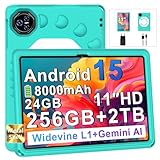 Dghrti Tablet Android 15 con EVA Silicona Funda Protectora, 24GB+ 256GB/2TB, Niños Tablet 11'