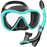 Gafas de buceo y snorkel panorámica de 180° Dorlle con cristal templado, sistema antivaho, 3 canales