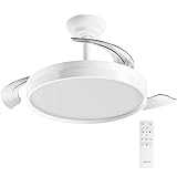 LEDUNI Ventilador de techo color Blanco 72W 7590lm,Aspas retráctiles | Motor DC 30W, Luz LED 42W