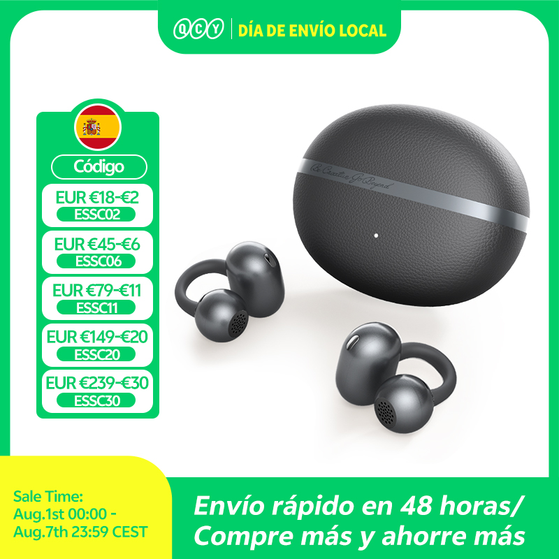 QCY Crossky C50 Auriculares inalámbricos abiertos Bluetooth 6.0, de clip, 4 micrófonos, 35 horas