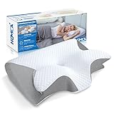 HOMCA Almohada Cervical 2 en 1 Espuma de Memoria, Gris, 60x40x12/14cm