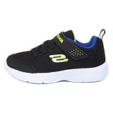 Skechers SKECH-STEPZ 2.0 MINI WANDERER, Black Textile/ Synthetic/ Blue & Lime Trim