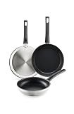 BRA Antistick Inox | Set 3 sartenes 18/22/26 cm, aluminio y acero inox