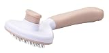 Fackelmann Cepillo para gatos con cerdas de acero inoxidable y botón trasero para extraer el pelo