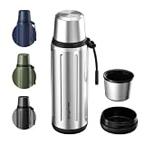 Magcheer Termo Cafe y Te 1 Litro—48h Frío & 24h Caliente（Plata）