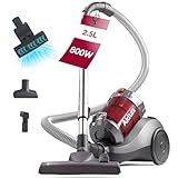Akitas Aspiradora sin Bolsa 800W 2,5L con Cepillo Turbo para Pelo de Mascotas y Cepillo 2-en-1