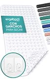 Engelbach® Alfombra bañera Antideslizante 88x40cm - con 2 Ganchos para Secado rápido