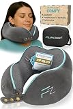 FLOWZOOM Comfy Almohada Viaje Viscoelástica – Soporte Ajustable 360° Funda de Felpa Suave y Lavable
